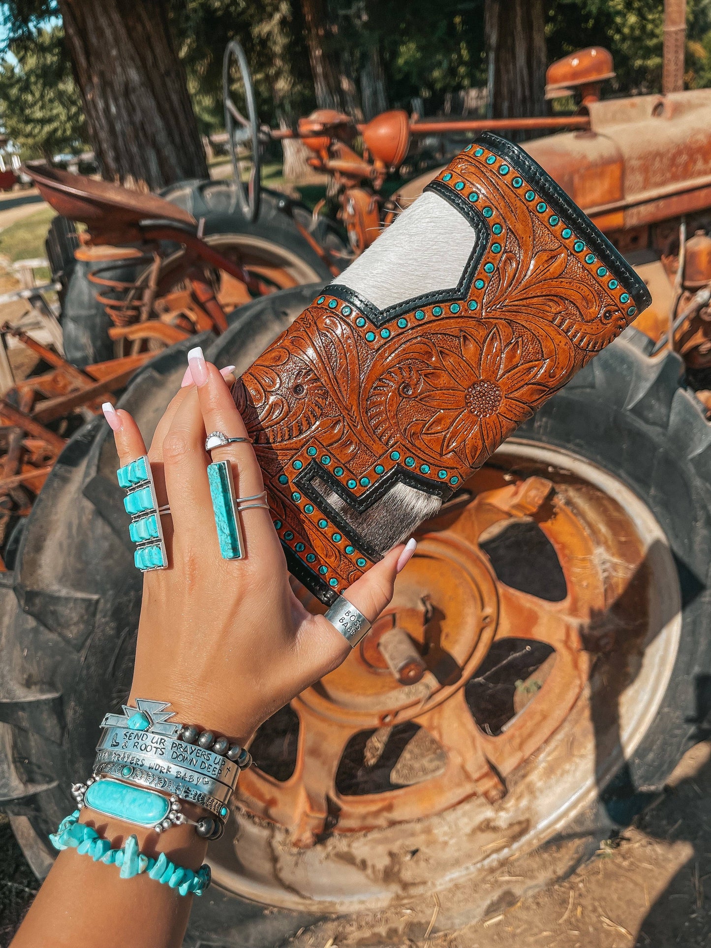 The Darlene Cowhide Leather Tooled Wallet