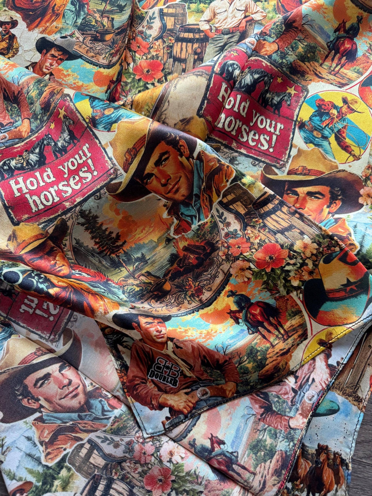 100% Silk Wild Rag Retro Cowboy