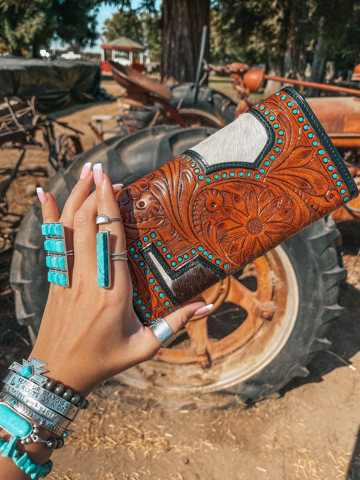 The Darlene Cowhide Leather Tooled Wallet