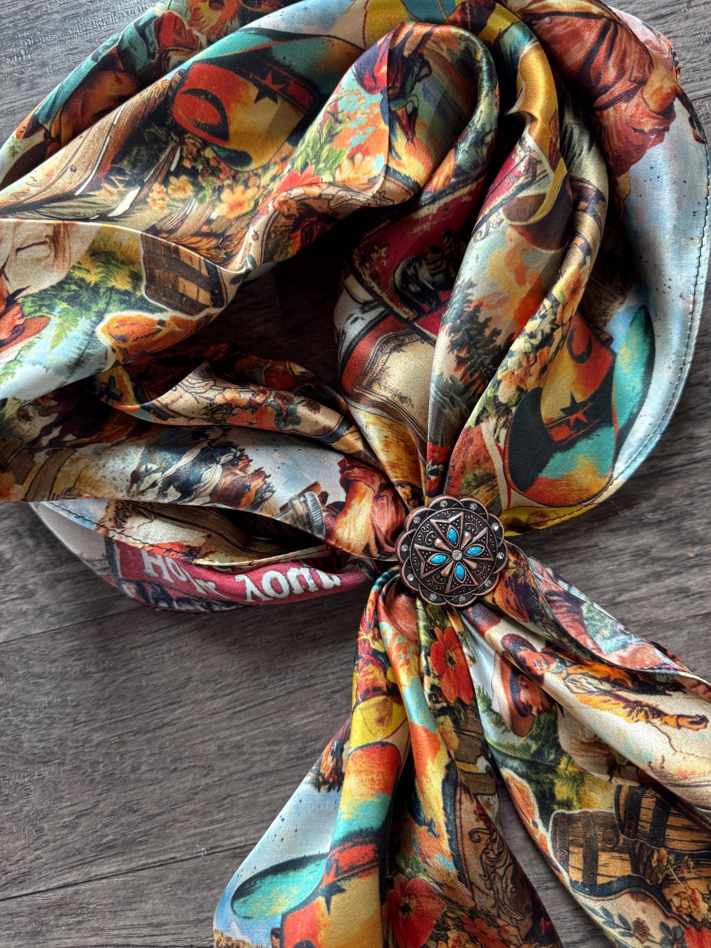 100% Silk Wild Rag Retro Cowboy