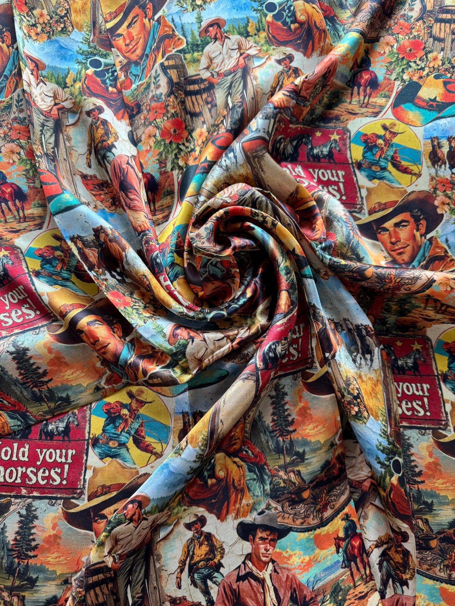 100% Silk Wild Rag Retro Cowboy